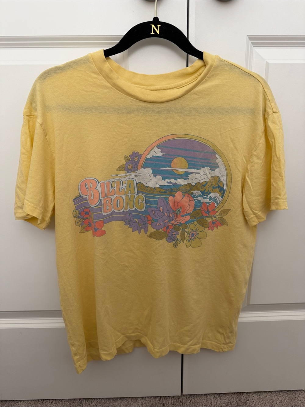 Billabong Yellow Sunset Floral Graphic Tee